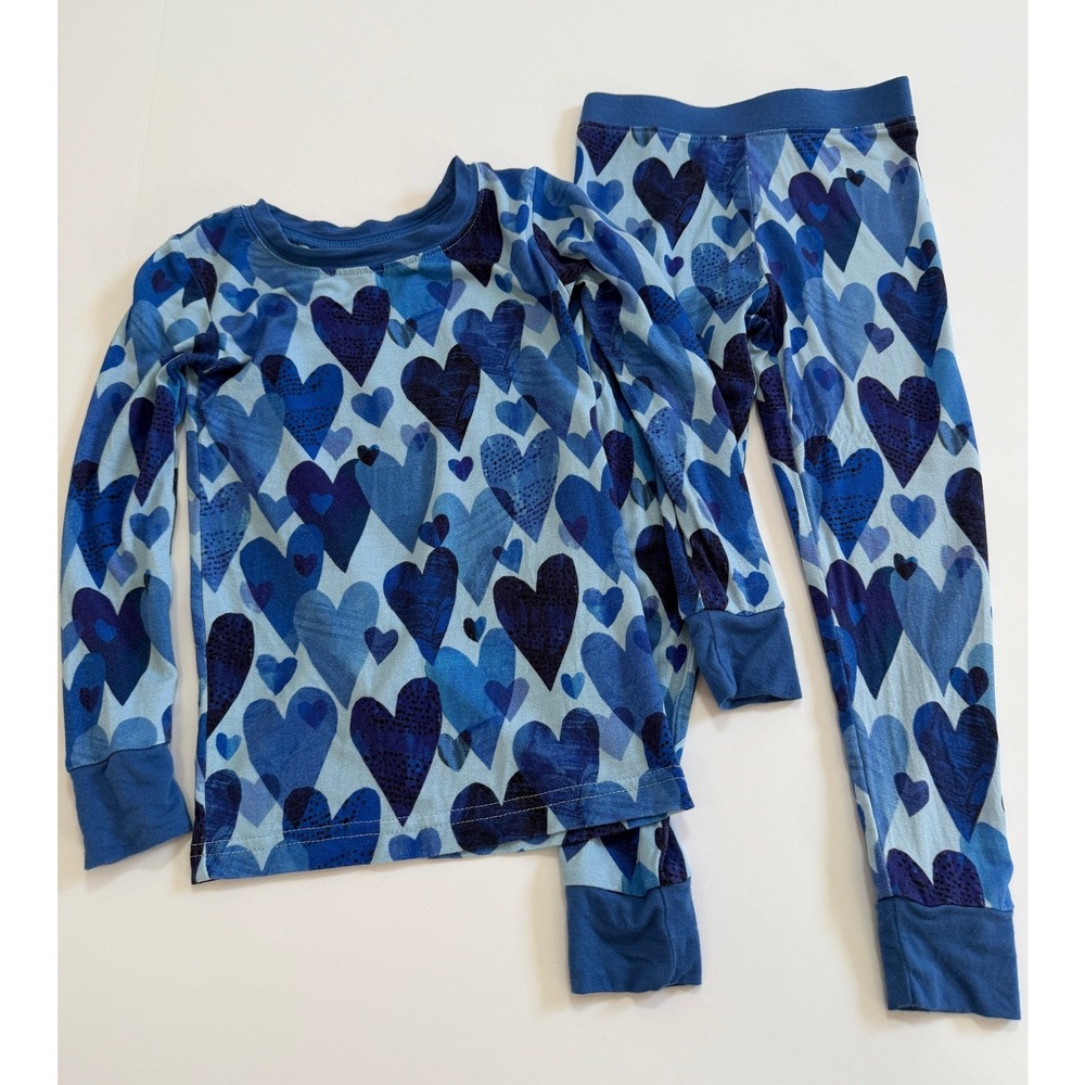 Little Sleepies Blue Hearts Blue Bamboo Pajama Set 2T